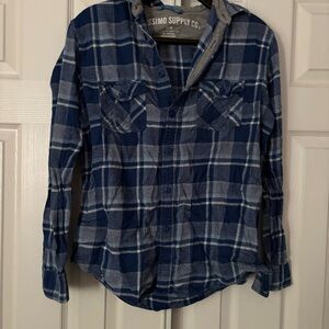 Mossimo Supply Co. Navy Plaid Shirt